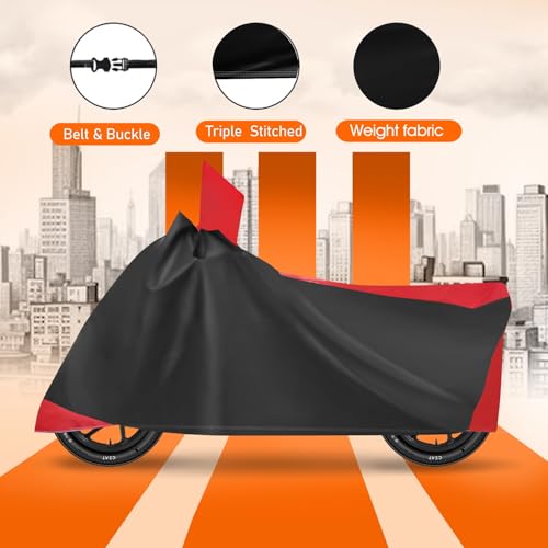 Image of Auto Hub Scooty Cover Compatible with Suzuki Access 125 with Mirror Pocket, Dustproof, Heat Resistant, Triple Stitched, Access 125 Scooty Cover- Black, Red