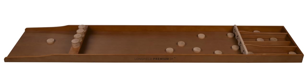 Engelhart - 340668 - Deluxe Shuffleboard Premium aus Holz - Länge: 2 m - Helle Oberfläche - Basis und Elemente aus hochwertigem Buchenholz - 30 Scheiben inklusive - Turniergröße