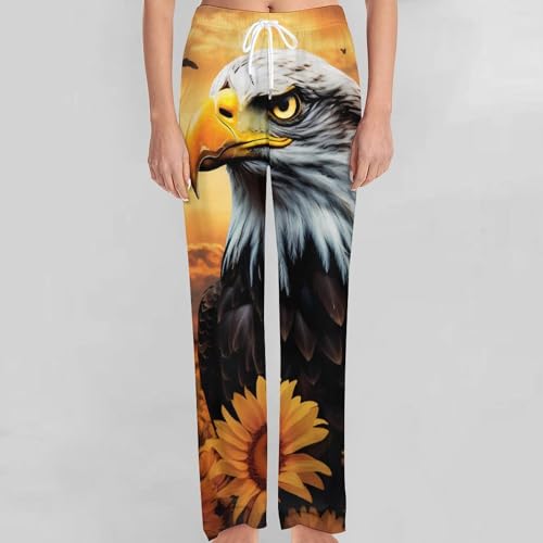 Sunflower Bald Eagle Unisex Pajama Pants Soft Sleep Bottoms Lounge Pants Trousers Homewear Sleepwear4