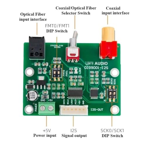 Module DIR9001 conversion audio SPDIF vers I2S 24bits 96kHz pour récepteur optique - 2