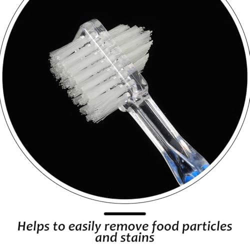 ROSENICE Zahnbürste für Zahnprothese, ein Instrument für die Reinigung dritter Zähne, doppelseitige Zahnbürste 3 Stück