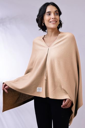 Image of Zelena Cotton Bamboo Blend Premium Nursing Cover for Breastfeeding | Breastfeeding Cover for Mothers | Feeding Shawl for Mother | Feeding Cloth | Breathable Nursing Covers | Poncho For Mom (Champagne)