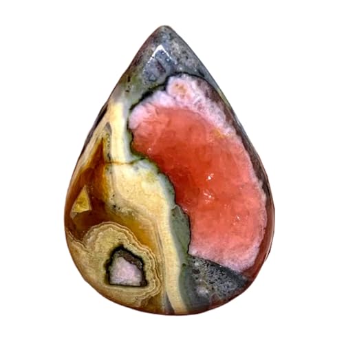 Rhodochrosite véritable taillée en cabochon poire 29x20x5mm pour bijouterie fine