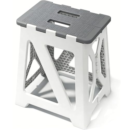 Folding Shower Stool - Foldable & Anti-Slip Shower Chair for Inside Shower - 330lbs Safety Waterproof Plastic Fold Up Shower Seat - Portable Travel Compact Bath Bench for Elderly Handicap & Disabled