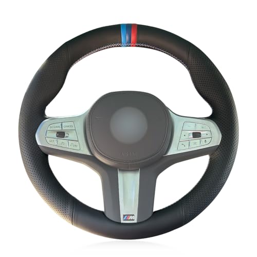 MEWANT DIY Black Artificial Leather Steering Wheel Cover for BMW (M Sport) F44 G20 G22 G30 G32 G11 G14 G15 G16 X3 G01 X4