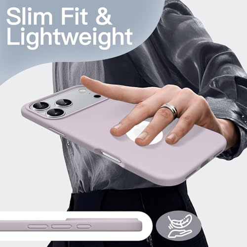 Image of Elzzi Microfiber Cover Compatible for iPhone 17 Pro Case Liquid Silicone Cases Protective Covers Shockproof Back Cover with High Raised Camera Lips (Lavender)
