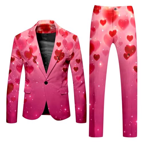 Valentines Suit,Mens Heart Suit Valentines Day Slim Fit Printed B...