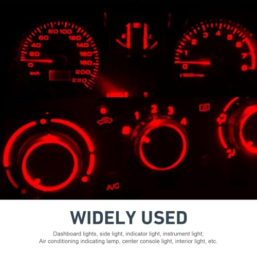 Opuweiy Led Bulb Dash Lights, T5 37 12V Super Bright Bulb with Twist Lock Socket, 3030 Vehicle Instrument Cluster Replacement Lights Kits, Universal for Most Cars, Trucks, SUVs (Red) - Thumbnail 7