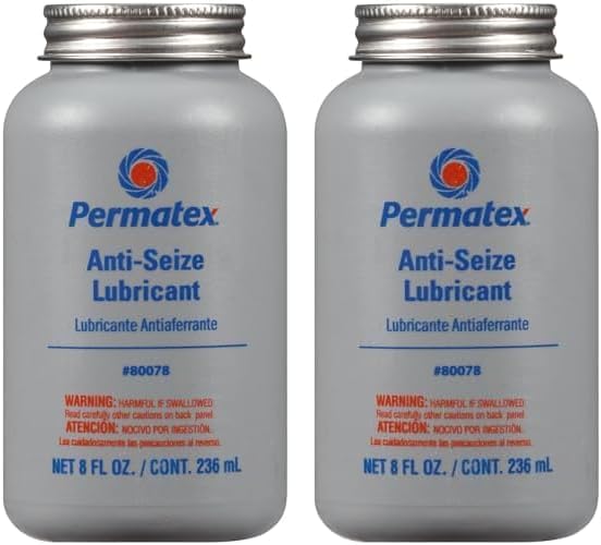 Permatex 80078 Anti-Seize Lubricant with Brush Top Bottle Prevents Galling, Corrosion, Seizing, Refined Blend Aluminum, Copper, and Graphite Lubricants for Spark Plugs 8 oz (Pack of 2)