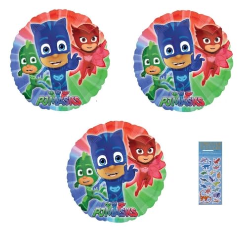 PJ Birthday Party Supplies Bundle includes 3 Birthday Mylar Balloons 18"
