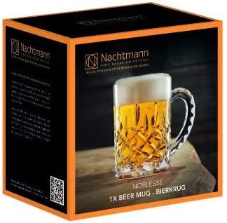 Nachtmann Noblesse Collection Beer Mug With Handle - 21.2Oz Clear Crystal Glass, Dishwasher Safe | Elegant Big Drinking Cup For Beer Lovers, Home Bar Accessories #TOP6