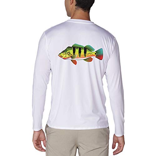 Men's UPF50+ Long Sleeve UV Sun Protection Shirts Quick Dry Outdoor Shirt for Fishing (Rasta Fish, Large)