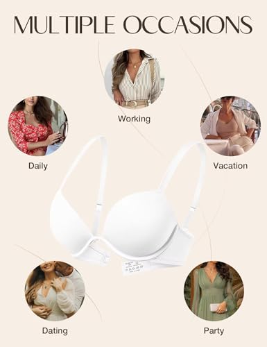 Image of Deyllo Women's Push Up Underwire Bra Super Padded T-Shirt Bra Add Two Cups
