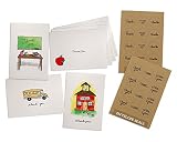 School Thank You Cards - 24 Note Cards & Envelopes with Kraft Sticker Seals
