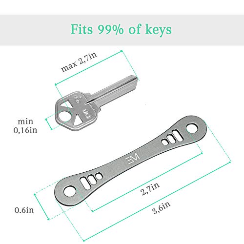 EM Compact Key Holder for Keychain Premium (Aircraft Grade Aluminum) – Smart Key Organizer Keychain – Minimalist Unique Style Pocket Clip Design (Gray)