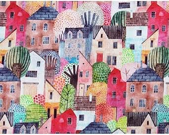Tissu 100% coton Townhouse extra large Little Johnny multicolore pour couture et patchwork au mètre