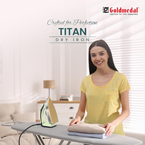 Image of Goldmedal Titan 1000W Dry Iron| Non-stick Weilburger Premium Double Coated Soleplate| 5 Fabric Setting|1.8 Meter Cord| 360 Swivel Cord| 2.5 Years Warranty| 1.5KG Heavy Weight (Mint Green)