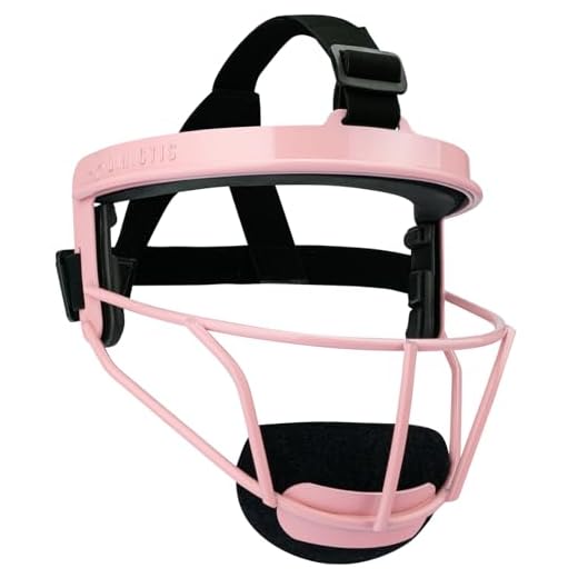 Dinictis Softball Face Mask, Lightweight, Comfortable, with Wide Field Vision, Durable and Safe Face Guards, Premium Protective Softball Fielder's Mask-Pink-Youth(M)