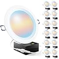 Sunco 12 Pack 6 Inch Ultra Thin LED Recessed Ceiling Lights, Baffle Trim, Selectable CCT 2700K/3000K/3500K/4000K/5000K Dimmable 14W, Wafer Thin, Canless with Junction Box