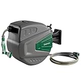 Wall Mounted Garden Hose Reel, 20+2m Retractable Hose Pipe, Auto Rewind System, Easy to Install, Any Length Lock,180°Swivel Bracket, Heavy Duty Water Hose Reel