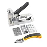 Staple Gun for Wood with 3000 Staples Nails, Brad Nailer Stapler Combo Heavy Duty 3 in 1 Stapler Upholstery Triple Nails Gun,Manual Nail Gun for Material Repair, Packing, Decoration, Furniture and DIY