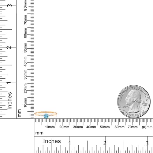 Gem Stone King 10K Yellow Gold 3.5MM Round Gemstone Birthstone and White Lab Grown Diamond Engagement Ring | Wedding Anniversary Promise Gold Ring For Women3