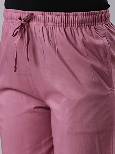 Image of GO COLORS Women Blue Stripe Cotton Wide Pants