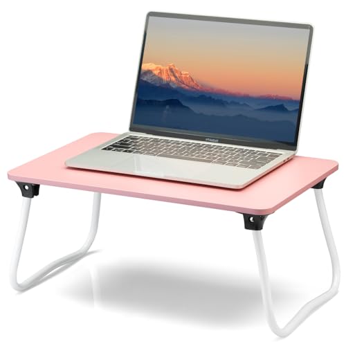 Image of ZEAPTAC Foldable Lap Desk, Portable Bed Table, Laptop Stand, Lightweight & Mini Table for Breakfast /Picnic /Drawing /Couch /Floor - Pink