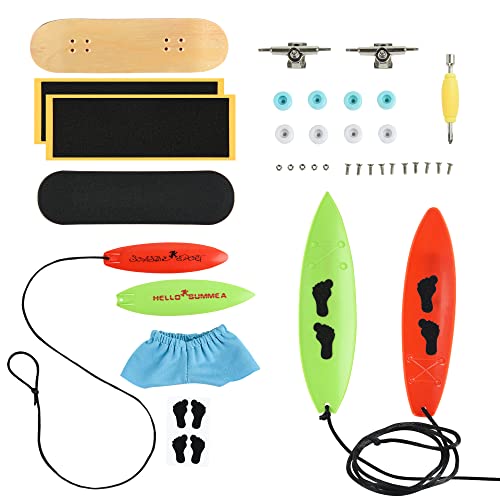 ACFELLE Finger Surfboard with Skateboard Sets, Mini Pant Clothes Toys Fingerboard, Foam Grip Tape and Car Ride Kits