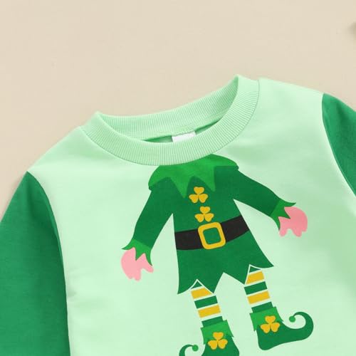First Saint Patricks Day Outfit Baby Boy Funny Graphic Romper Clover Green Elf Striped Leg Warmers Spring Clothes2
