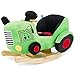 Bieco Plüsch Schaukeltier Traktor 60 cm | Kinder Schaukelstuhl mit Sicherheitsgurt | Baby Schaukel | Schaukel Kleinkind | Schaukeltier Baby Zimmer | Baby Schaukelwippe ab 9 Monate | Schaukelpferd Holz