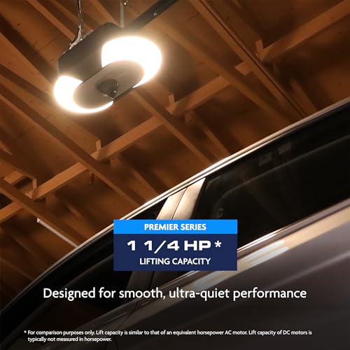 Image of Chamberlain 1-1 /4 HP Belt Drive Smart Garage Door Opener with Built-in Camera, Dual LED Lighting, Battery Backup, and myQ Connectivity