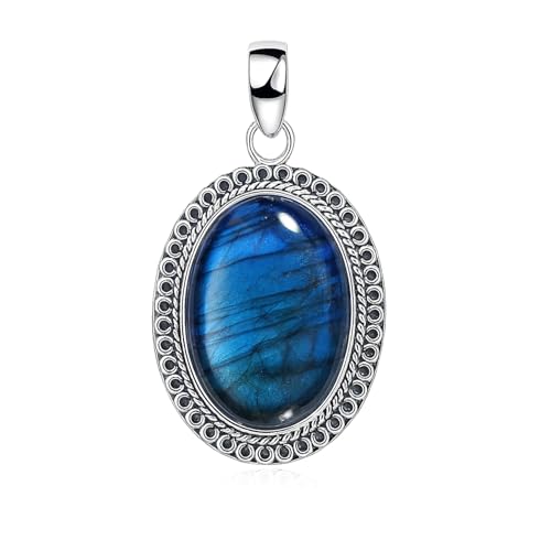 Pendentif labradorite feu bleu argent pour sublimer vos tenues
