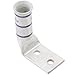 Panduit LCCF250-38DF-X Flex Conductor Lug, Two Hole, Long Barrel, Flared NEBS, 90 Degree Angle, 3/8" Stud Hole Size, 1.00" Stud Hole Spacing, White" Color Code, 250 kcmil Class K/M Conductor Size, 262.6 kcmil Diesel Locomotive Conductor Size, 2-5/16" Wire Strip Length, .17" Tongue Thickness, 1.28" Tongue Width, 2.24" Neck Length, 3.02" Overall Length