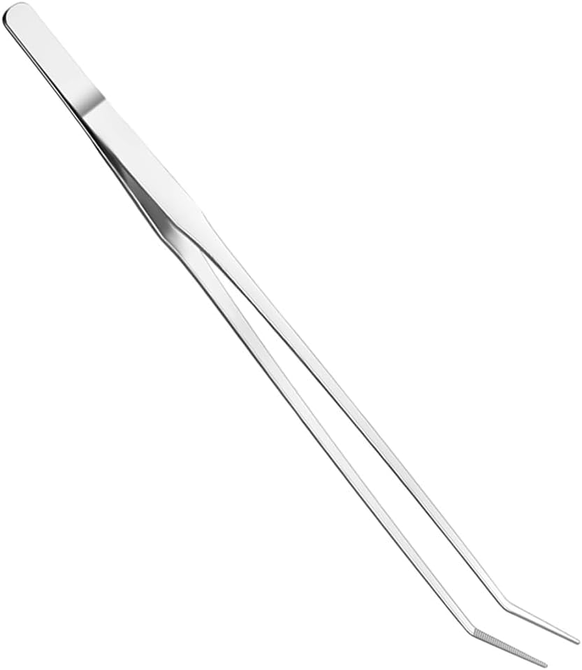 YIKUBO Long Tweezers Curved 27cm Stainless Steel Aquatic Plant Tweezers for Aquariums Aquatic Plants and Reptiles Aquascaping Tools Silver