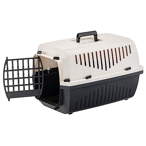 Ferplast Katzentransportbox SKIPPER 1, Hundetransportbox, Haustiertransportbox für kleine Hunde und Katzen bis 5 kg, Hundetransportbox, Katzentransportbox, 48x32xH 31 cm, aus Kunststoff mit Klappgriff