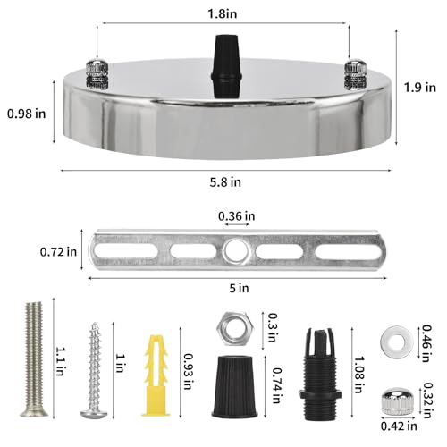Image of Sangle Sopffy Pendant Light Canopy Kit, 5.8 Inches Ceiling Lighting Canopy Kit with All Mounting Hardware Modern Chandelier Ceiling Plate Cover for Pendant Lighting Fixtures (Silver, 5.8 inch)