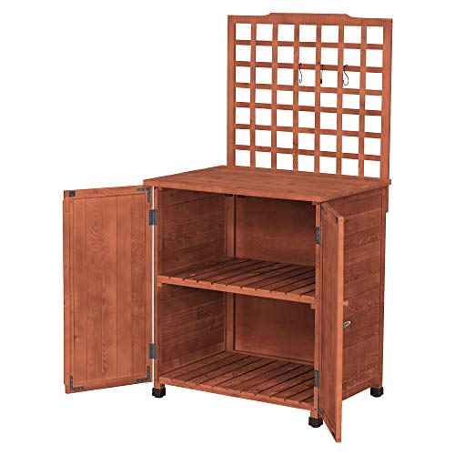 Leisure Season GST6302 Potting Table With Storage - Brown - 1 Piece - Indoor and Outdoor Wood Work Table - Organizer for Plant Pot and Gardening Tools - Multi-Function Workbench with Doors and Shelves - Thumbnail 2
