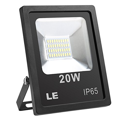 LE Outdoor LED Flood Light, IP65 Waterproof, 200W Halogen Equivalent, 20W 1600LM, Daylight White 6000K, 100° Beam Angle, for Home, Backyard, Patio, Garden, Tree and More