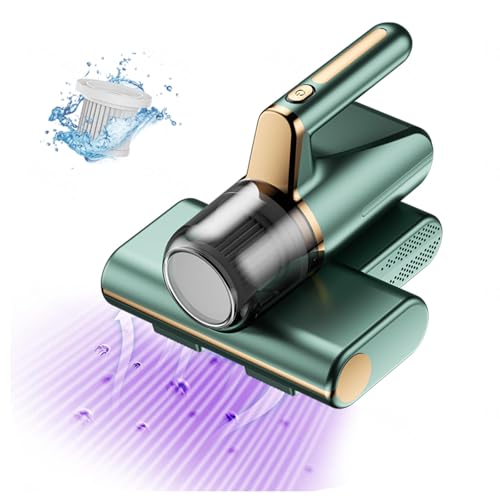 BesBet Aspirador De Acaros Colchon, Elimina El 99,9% De AléRgenos Y áCaros del Polvo Aspirador De áCaros VibracióN De Alta Frecuencia, IluminacióN Ultravioleta Aspiradora Antiacaros,Green