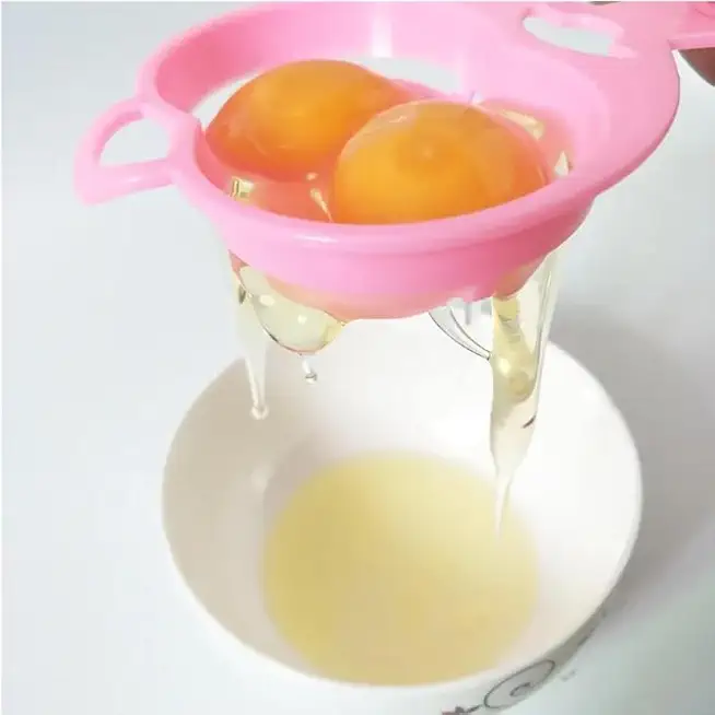 Heart Shaped Double Hole Plastic Egg White Yolk Separator Kitchen Baking Tool Pink