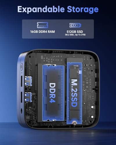 NiPoGi Essenx E1 Mini PC W11 PRO Ιntel Alder Lake N95(Max 3,4 GHz) 16GB DDR4 512GB SSD,Desktop PC mit Dual Bande WiFi/Bluetooth/Dual Display 4K@60Hz HDMI 2.0+DP 1.4/Gigabit Ethernet für Büro