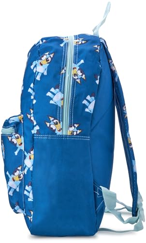 Fast Forward Bluey Kids Backpack - 16 Inch Bookbag Elementary Backpack for School Girls & Boys with Adjustable Padded Straps, Bluey Blue/Aop3