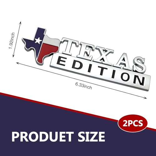 Image of 2 PCS Texas Edition Emblem, 3D Metal Texas Badge Car Decals, State Flag Logo Stickers, Car Body Emblem Modification Accessories, Universal for Most Cars Truck SUV (Silver)