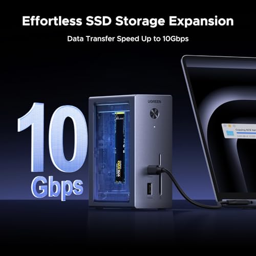 Image of UGREEN Revodok NVMe Docking Station 10-in-1 USB-C Hub 4K@60Hz HDMI, M.2 NVMe SSD Enclosure, 10Gbps USB-C /A, 100W PD Charging, Gigabit Ethernet, SD /TF for MacBook M5, Mac mini M4, Windows Laptop