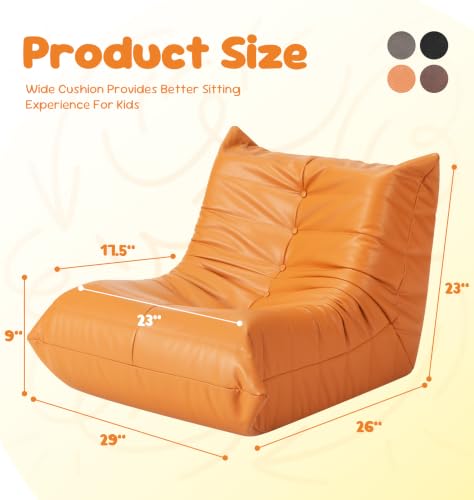 Image of Hobestluk Bean Bag Chair Leather Togo Sofa Memory Foam Adult Living Room
