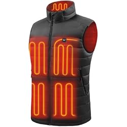 Venustas Men's Recycled Heated Down Vest with Battery Pack, Lightweight Electric Heating Puffer Vest for Hiking, Skiing