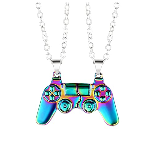 COLORFUL BLING Mutual Attraction Game Controller Necklace for Couple Matching Console Handle Pendant for Best Friends Friendship Valentine's Gifts Him and Her Lovers BFF Jewelry