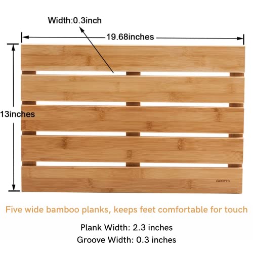 Gobam Bamboo Bath Mat, Small, 19.7 X 13 X 1.3 Inches - Non-Slip Floor Mat For Bathroom, Spa, Sauna, Kitchen, Indoor & Outdoor Spaces, Shower Mat For Bathroom Decor - Natural #TOP1