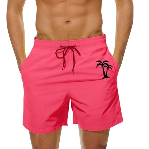 Pantalones cortos de baloncesto para hombre, informales, de moda, color liso, con estampado de coco, deportes, con cordón, pantalones cortos de playa, pantalones cortos de baño para hombre, Rosa